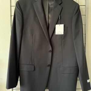 CALVIN KLEIN Black Slim Fit Stripe Suit Jacket Size 42R